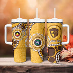 Hawthorn NAIDOC 2026 Personalised Tumbler With Handle 50 Years of Deadly Aboriginal Art