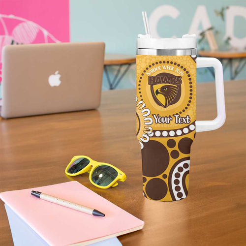 Hawthorn NAIDOC 2026 Personalised Tumbler With Handle 50 Years of Deadly Aboriginal Art