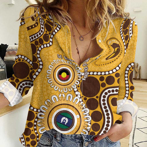 Hawthorn NAIDOC 2026 Personalised Women Casual Shirt 50 Years of Deadly Aboriginal Art