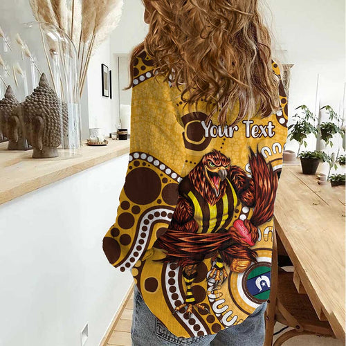 Hawthorn NAIDOC 2026 Personalised Women Casual Shirt 50 Years of Deadly Aboriginal Art