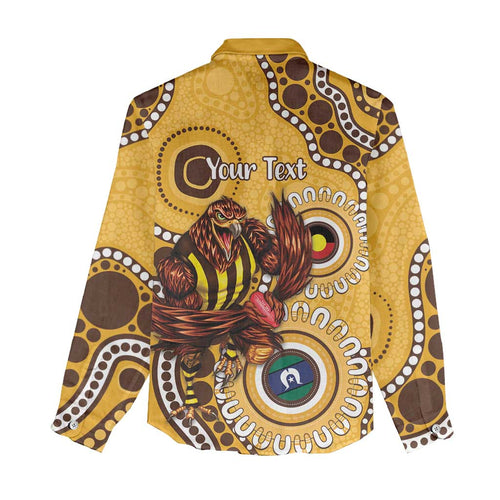 Hawthorn NAIDOC 2026 Personalised Women Casual Shirt 50 Years of Deadly Aboriginal Art