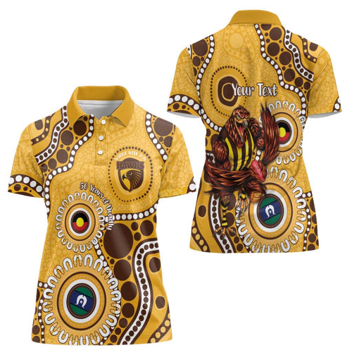 Hawthorn NAIDOC 2026 Personalised Women Polo Shirt 50 Years of Deadly Aboriginal Art