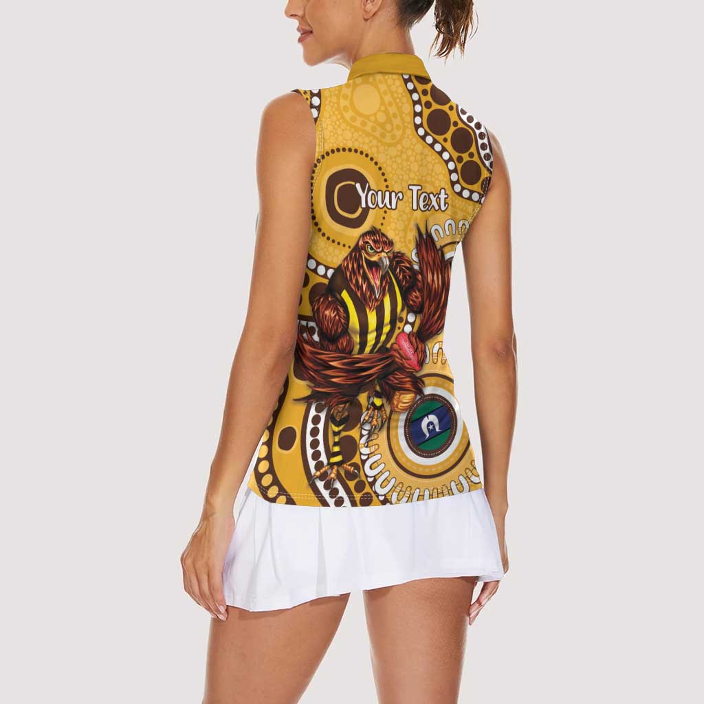 Hawthorn NAIDOC 2026 Personalised Women Sleeveless Polo Shirt 50 Years of Deadly Aboriginal Art