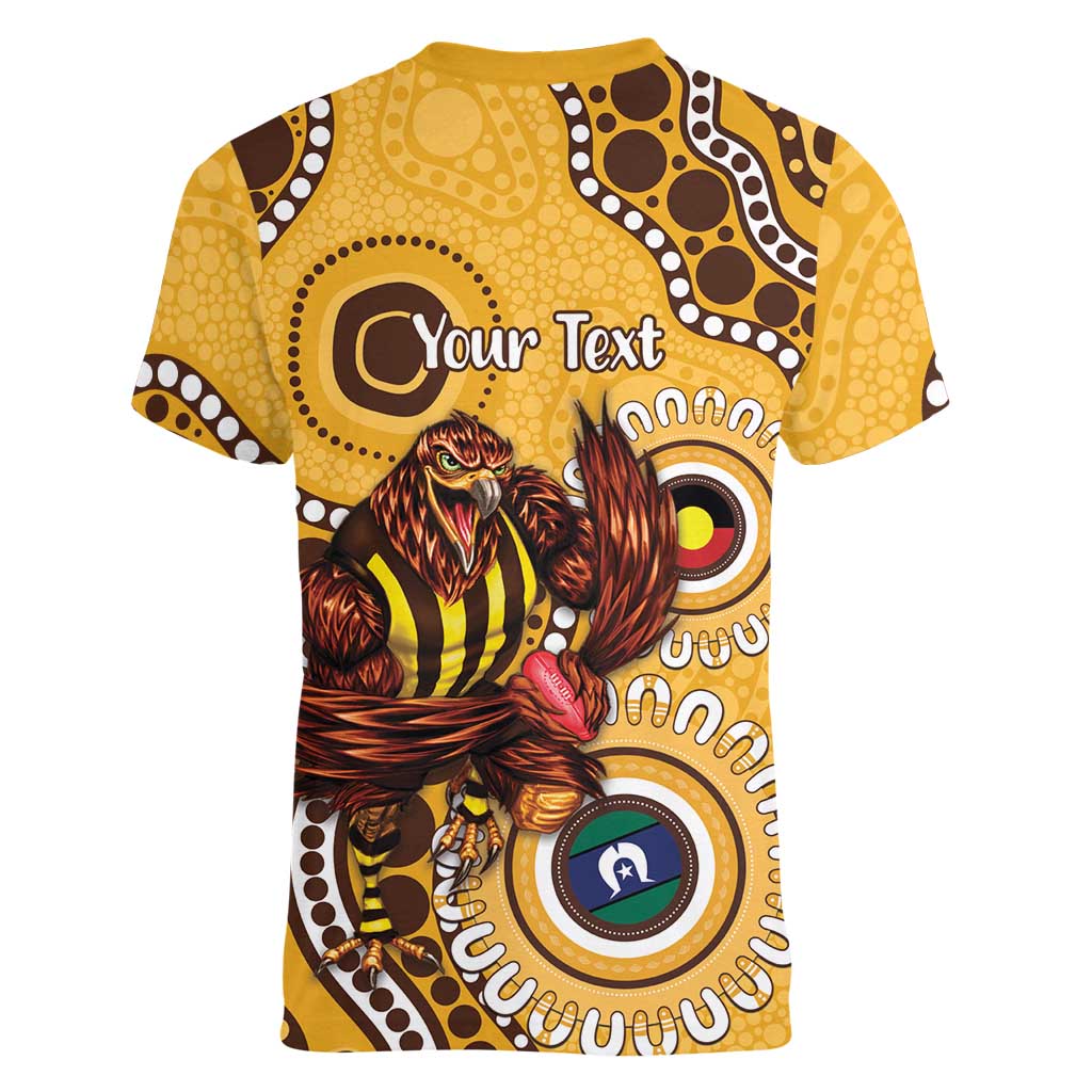Hawthorn NAIDOC 2026 Personalised Women V-Neck T-Shirt 50 Years of Deadly Aboriginal Art