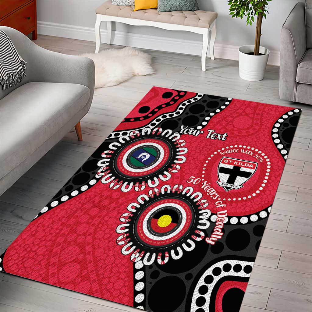 St Kilda NAIDOC 2026 Personalised Area Rug 50 Years of Deadly Aboriginal Art