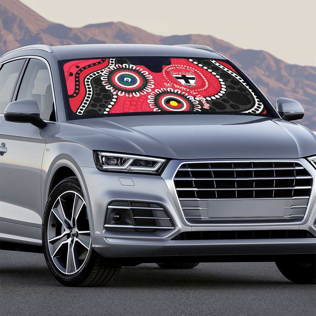 St Kilda NAIDOC 2026 Personalised Auto Sun Shade 50 Years of Deadly Aboriginal Art