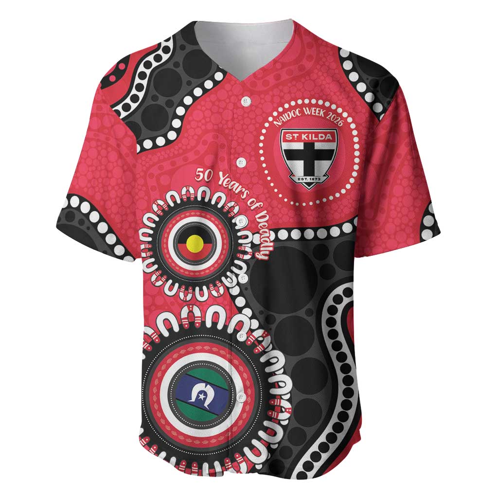 St Kilda NAIDOC 2026 Personalised Baseball Jersey 50 Years of Deadly Aboriginal Art