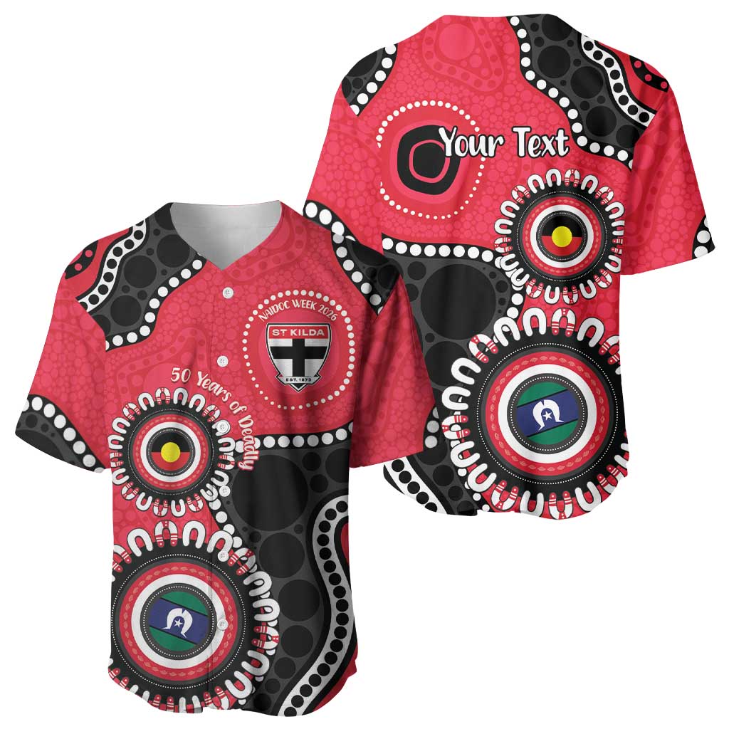 St Kilda NAIDOC 2026 Personalised Baseball Jersey 50 Years of Deadly Aboriginal Art