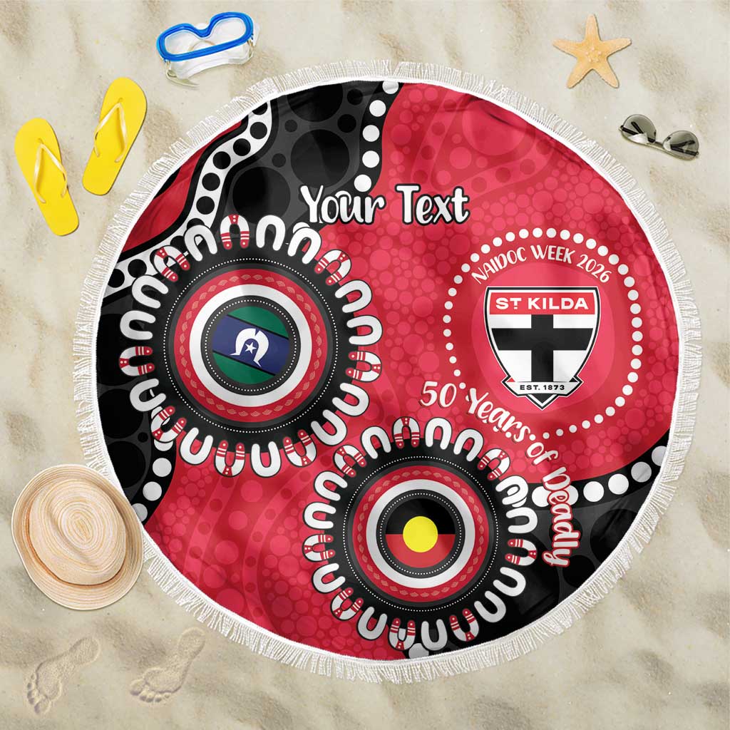 St Kilda NAIDOC 2026 Personalised Beach Blanket 50 Years of Deadly Aboriginal Art
