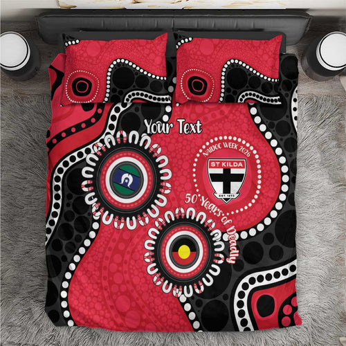 St Kilda NAIDOC 2026 Personalised Bedding Set 50 Years of Deadly Aboriginal Art