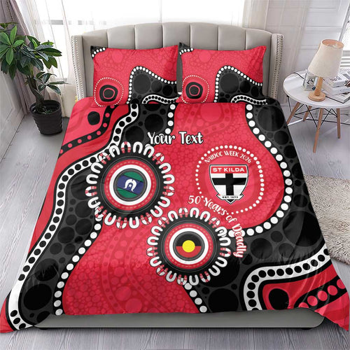 St Kilda NAIDOC 2026 Personalised Bedding Set 50 Years of Deadly Aboriginal Art