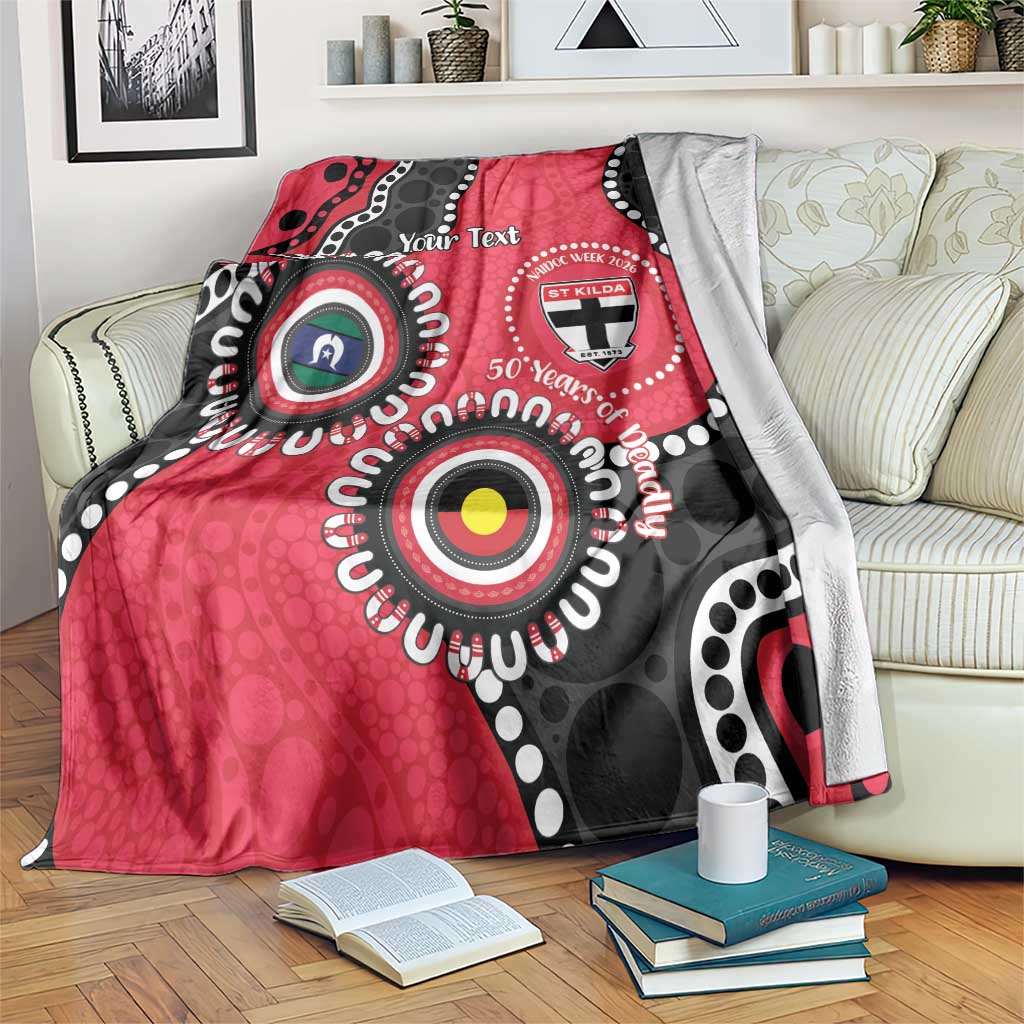 St Kilda NAIDOC 2026 Personalised Blanket 50 Years of Deadly Aboriginal Art