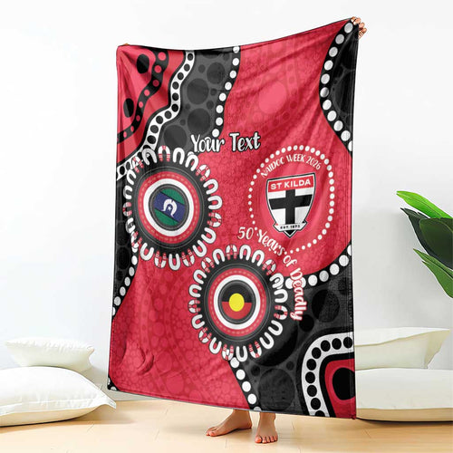 St Kilda NAIDOC 2026 Personalised Blanket 50 Years of Deadly Aboriginal Art