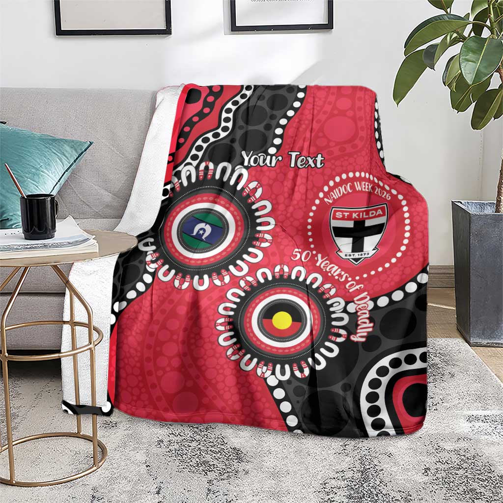 St Kilda NAIDOC 2026 Personalised Blanket 50 Years of Deadly Aboriginal Art