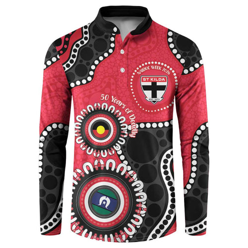 St Kilda NAIDOC 2026 Personalised Button Sweatshirt 50 Years of Deadly Aboriginal Art