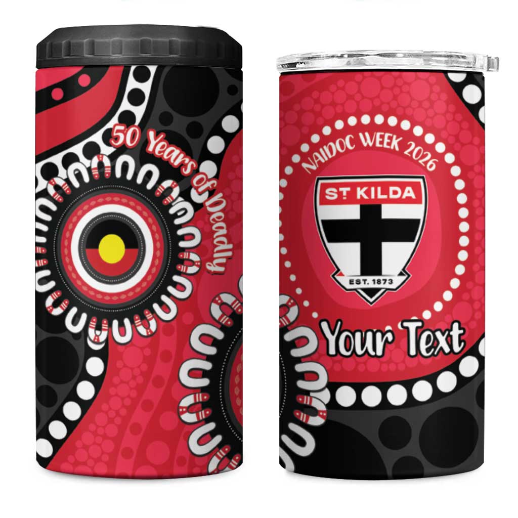 St Kilda NAIDOC 2026 Personalised 4 in 1 Can Cooler Tumbler 50 Years of Deadly Aboriginal Art