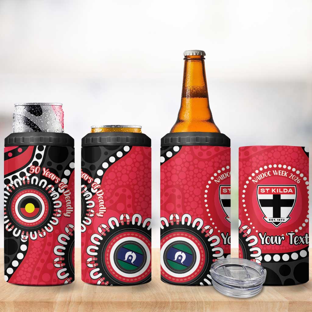 St Kilda NAIDOC 2026 Personalised 4 in 1 Can Cooler Tumbler 50 Years of Deadly Aboriginal Art