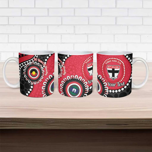 St Kilda NAIDOC 2026 Personalised Ceramic Mug 50 Years of Deadly Aboriginal Art