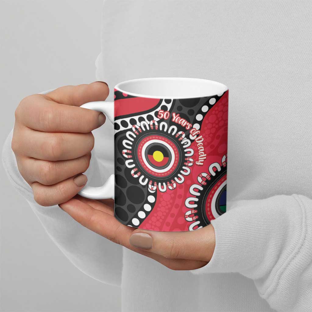 St Kilda NAIDOC 2026 Personalised Ceramic Mug 50 Years of Deadly Aboriginal Art