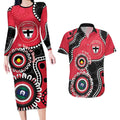 St Kilda NAIDOC 2026 Personalised Couples Matching Long Sleeve Bodycon Dress and Hawaiian Shirt 50 Years of Deadly Aboriginal Art
