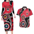 St Kilda NAIDOC 2026 Personalised Couples Matching Long Sleeve Bodycon Dress and Hawaiian Shirt 50 Years of Deadly Aboriginal Art