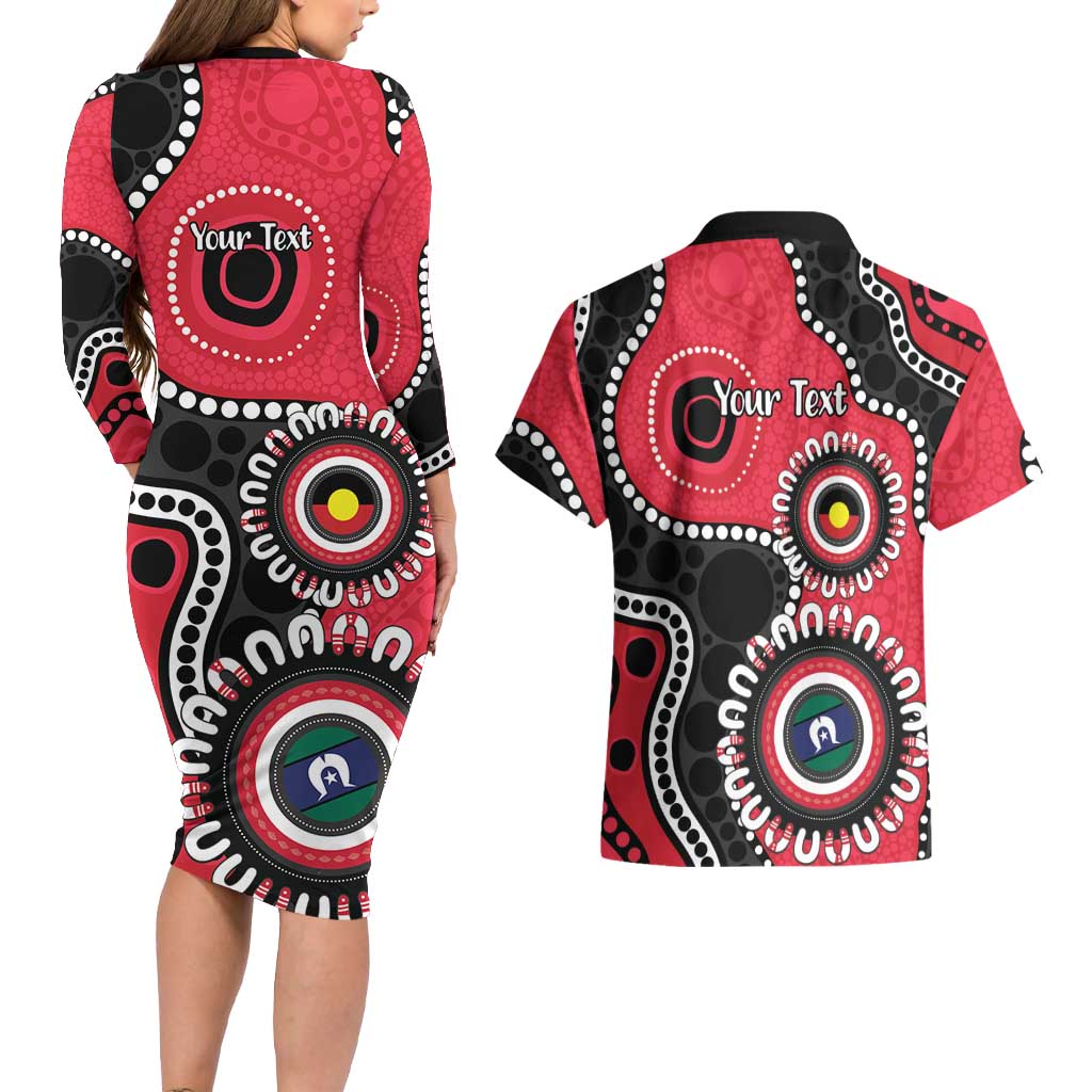 St Kilda NAIDOC 2026 Personalised Couples Matching Long Sleeve Bodycon Dress and Hawaiian Shirt 50 Years of Deadly Aboriginal Art
