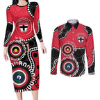 St Kilda NAIDOC 2026 Personalised Couples Matching Long Sleeve Bodycon Dress and Long Sleeve Button Shirt 50 Years of Deadly Aboriginal Art