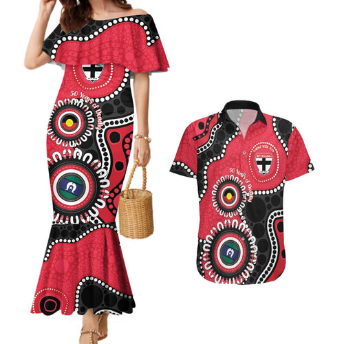 St Kilda NAIDOC 2026 Personalised Couples Matching Mermaid Dress and Hawaiian Shirt 50 Years of Deadly Aboriginal Art