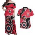 St Kilda NAIDOC 2026 Personalised Couples Matching Off Shoulder Maxi Dress and Hawaiian Shirt 50 Years of Deadly Aboriginal Art