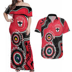 St Kilda NAIDOC 2026 Personalised Couples Matching Off Shoulder Maxi Dress and Hawaiian Shirt 50 Years of Deadly Aboriginal Art