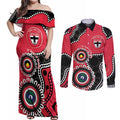 St Kilda NAIDOC 2026 Personalised Couples Matching Off Shoulder Maxi Dress and Long Sleeve Button Shirt 50 Years of Deadly Aboriginal Art