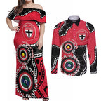 St Kilda NAIDOC 2026 Personalised Couples Matching Off Shoulder Maxi Dress and Long Sleeve Button Shirt 50 Years of Deadly Aboriginal Art