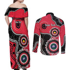 St Kilda NAIDOC 2026 Personalised Couples Matching Off Shoulder Maxi Dress and Long Sleeve Button Shirt 50 Years of Deadly Aboriginal Art