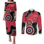 St Kilda NAIDOC 2026 Personalised Couples Matching Puletasi and Long Sleeve Button Shirt 50 Years of Deadly Aboriginal Art
