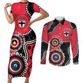 St Kilda NAIDOC 2026 Personalised Couples Matching Short Sleeve Bodycon Dress and Long Sleeve Button Shirt 50 Years of Deadly Aboriginal Art