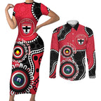 St Kilda NAIDOC 2026 Personalised Couples Matching Short Sleeve Bodycon Dress and Long Sleeve Button Shirt 50 Years of Deadly Aboriginal Art