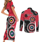 St Kilda NAIDOC 2026 Personalised Couples Matching Short Sleeve Bodycon Dress and Long Sleeve Button Shirt 50 Years of Deadly Aboriginal Art