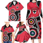 St Kilda NAIDOC 2026 Personalised Family Matching Long Sleeve Bodycon Dress and Hawaiian Shirt 50 Years of Deadly Aboriginal Art