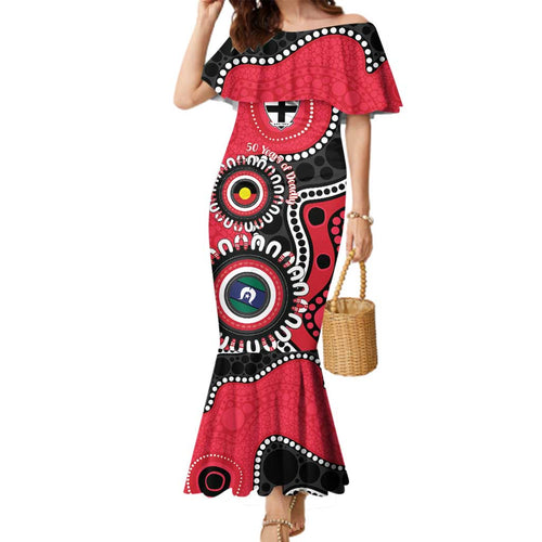 St Kilda NAIDOC 2026 Personalised Family Matching Mermaid Dress and Hawaiian Shirt 50 Years of Deadly Aboriginal Art