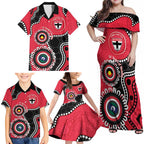 St Kilda NAIDOC 2026 Personalised Family Matching Off Shoulder Maxi Dress and Hawaiian Shirt 50 Years of Deadly Aboriginal Art