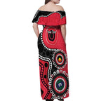 St Kilda NAIDOC 2026 Personalised Family Matching Off Shoulder Maxi Dress and Hawaiian Shirt 50 Years of Deadly Aboriginal Art