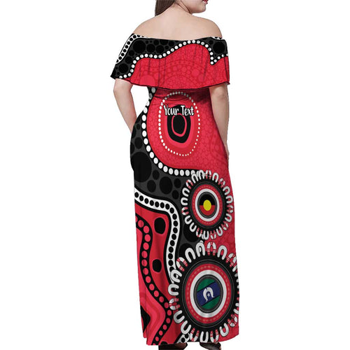 St Kilda NAIDOC 2026 Personalised Family Matching Off Shoulder Maxi Dress and Hawaiian Shirt 50 Years of Deadly Aboriginal Art