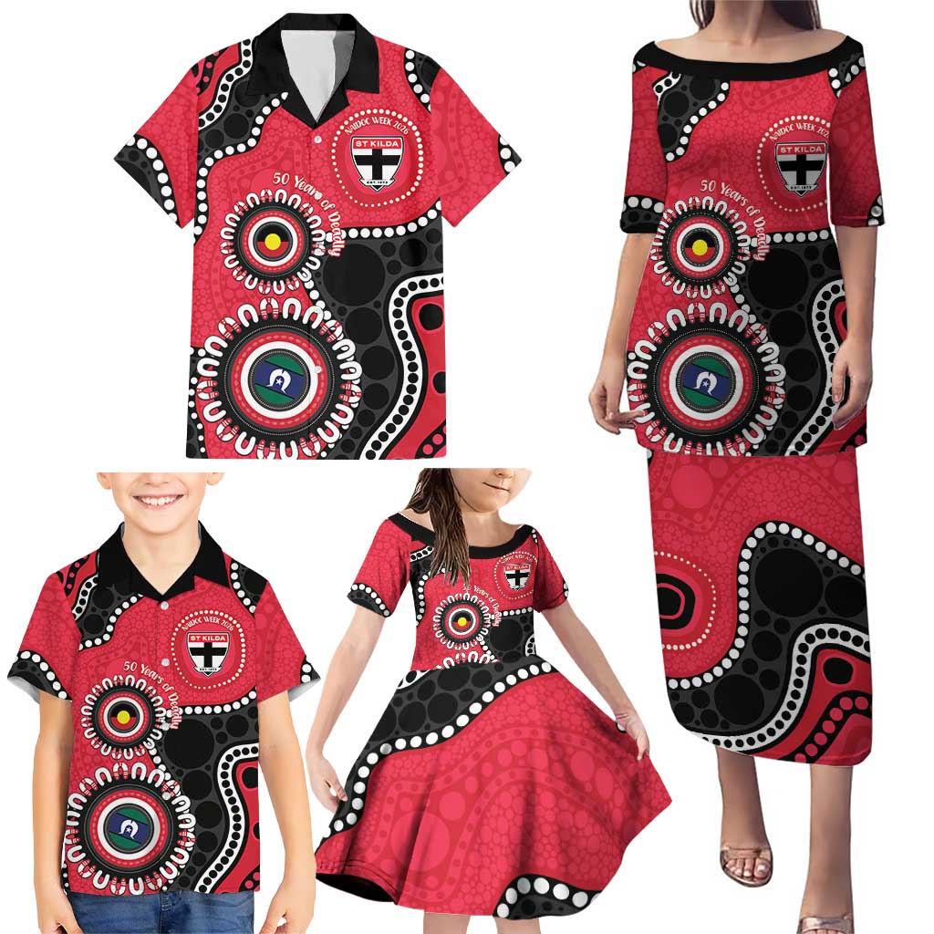 St Kilda NAIDOC 2026 Personalised Family Matching Puletasi and Hawaiian Shirt 50 Years of Deadly Aboriginal Art