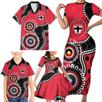 St Kilda NAIDOC 2026 Personalised Family Matching Short Sleeve Bodycon Dress and Hawaiian Shirt 50 Years of Deadly Aboriginal Art