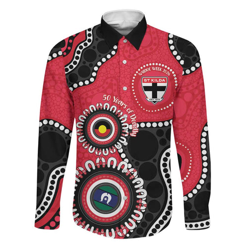 St Kilda NAIDOC 2026 Personalised Family Matching Short Sleeve Bodycon Dress and Hawaiian Shirt 50 Years of Deadly Aboriginal Art