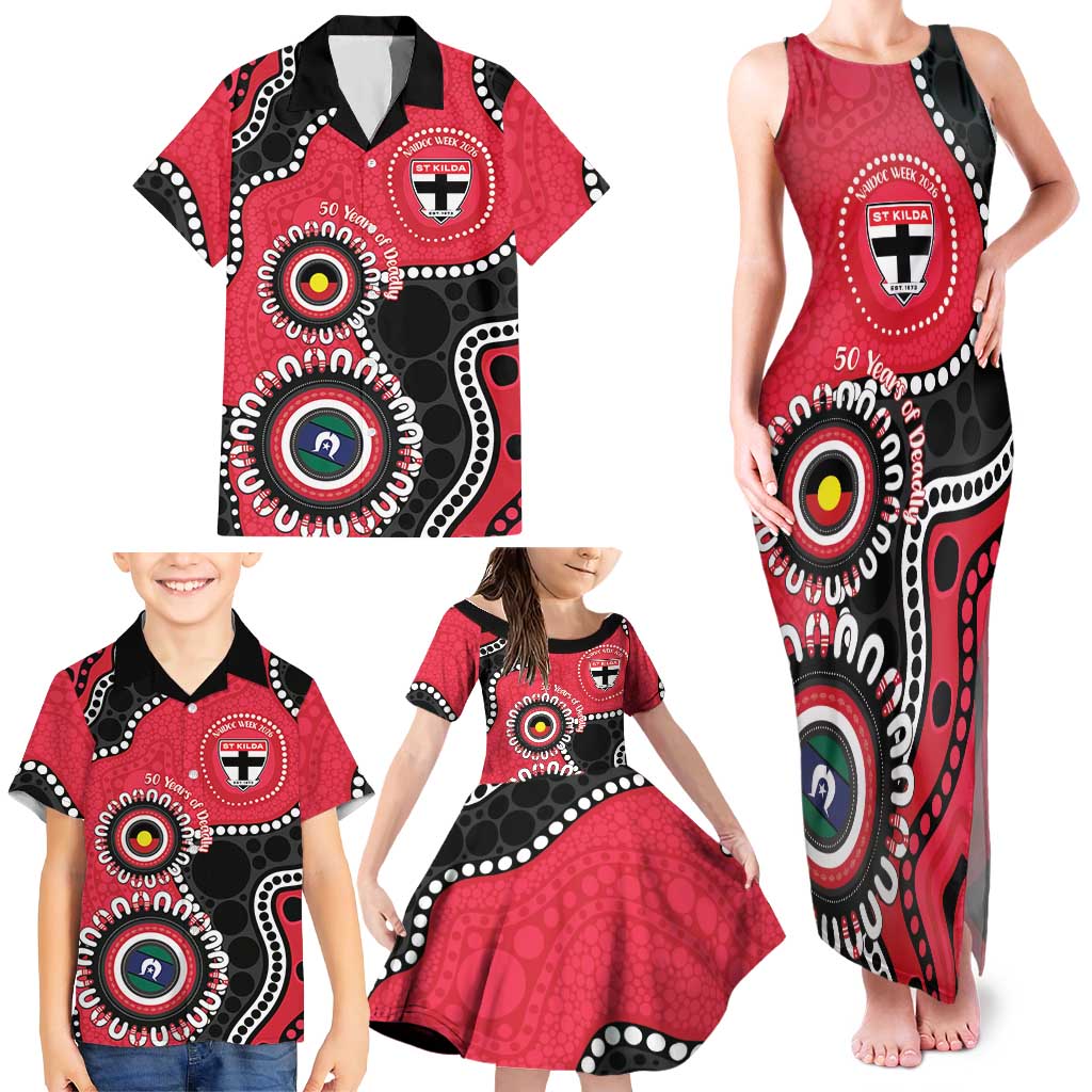 St Kilda NAIDOC 2026 Personalised Family Matching Tank Maxi Dress and Hawaiian Shirt 50 Years of Deadly Aboriginal Art