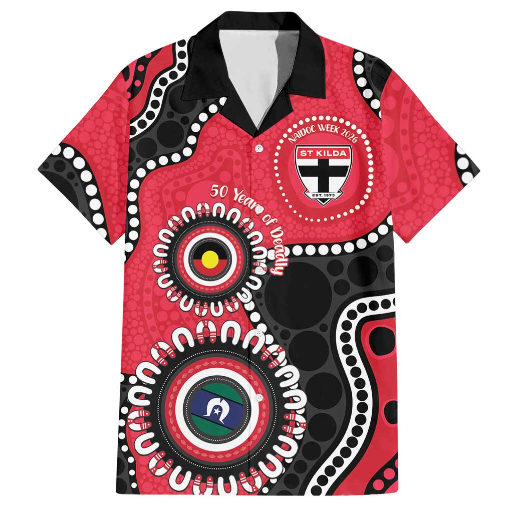 St Kilda NAIDOC 2026 Personalised Hawaiian Shirt 50 Years of Deadly Aboriginal Art