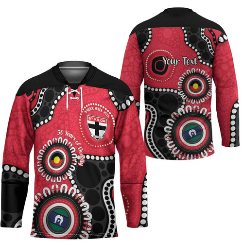 St Kilda NAIDOC 2026 Personalised Hockey Jersey 50 Years of Deadly Aboriginal Art