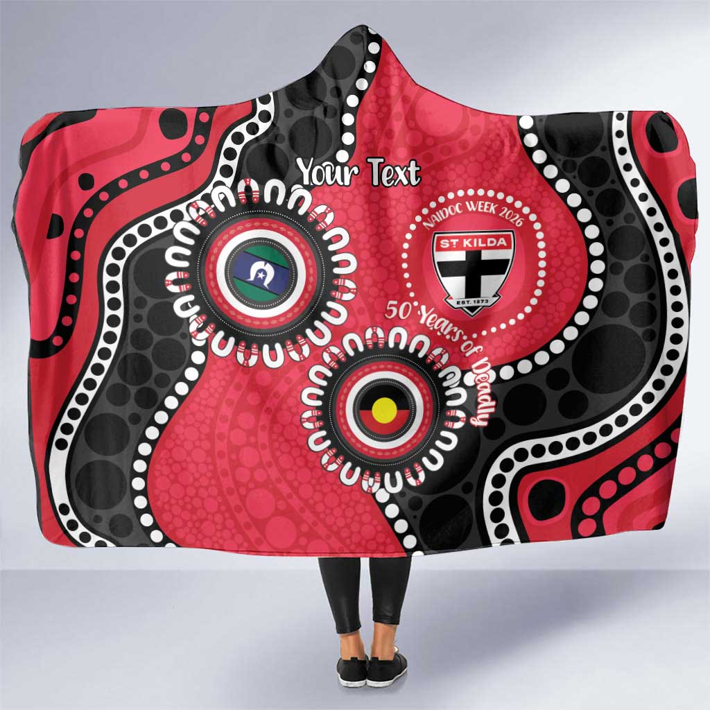 St Kilda NAIDOC 2026 Personalised Hooded Blanket 50 Years of Deadly Aboriginal Art
