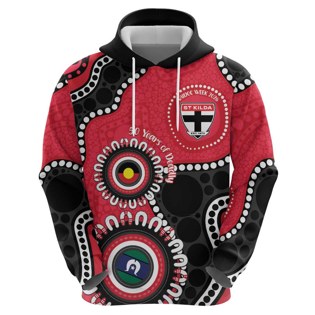 St Kilda NAIDOC 2026 Personalised Hoodie 50 Years of Deadly Aboriginal Art